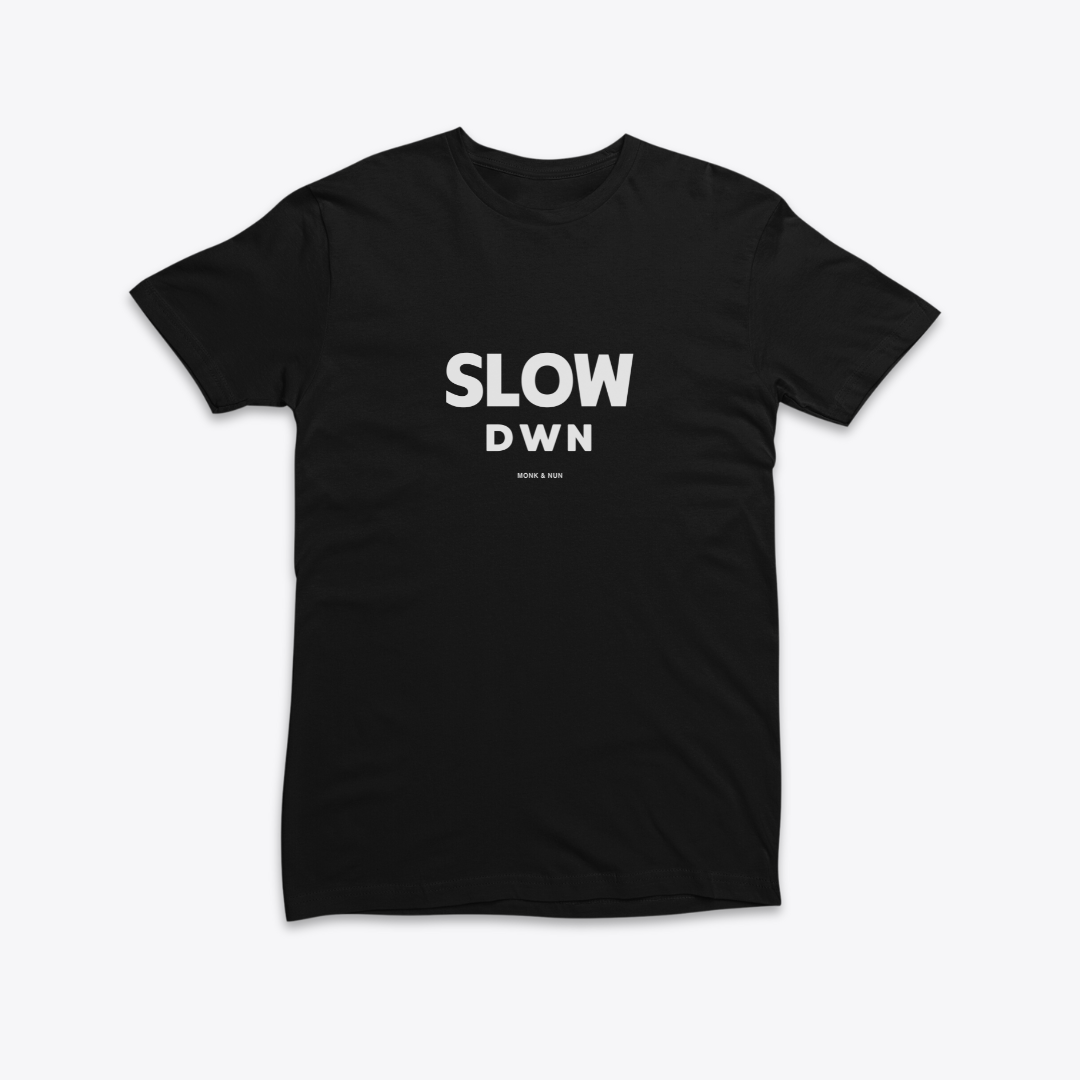 Damen T-Shirt slim fit stretchy "SLOW DOWN"