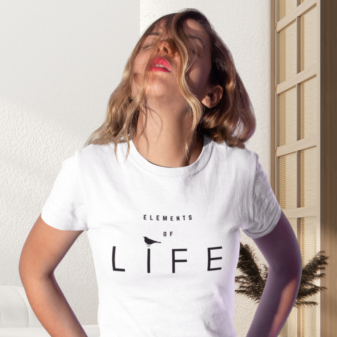 Damen T-Shirt slim fit stretchy "ELEMENTS OF LIFE"