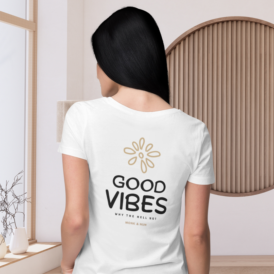 Damen T-Shirt slim fit stretchy "GOOD VIBES"