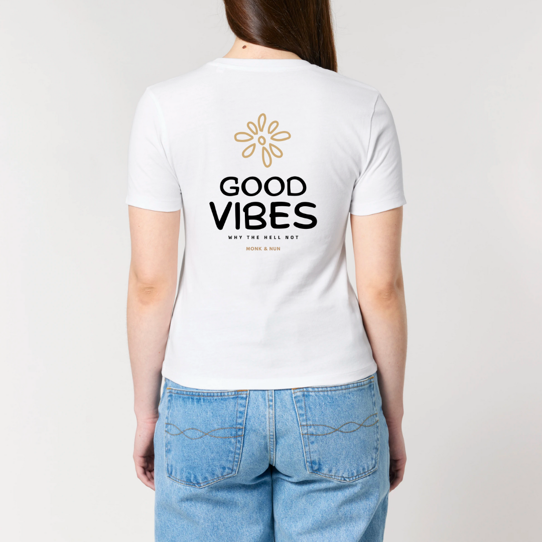 Damen T-Shirt slim fit stretchy "GOOD VIBES"