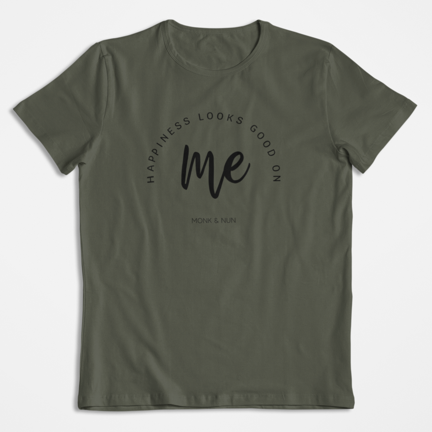 Damen T-Shirt loose fit "HAPPINESS LOOKS GOOD ON ME" Bio-Baumwolle