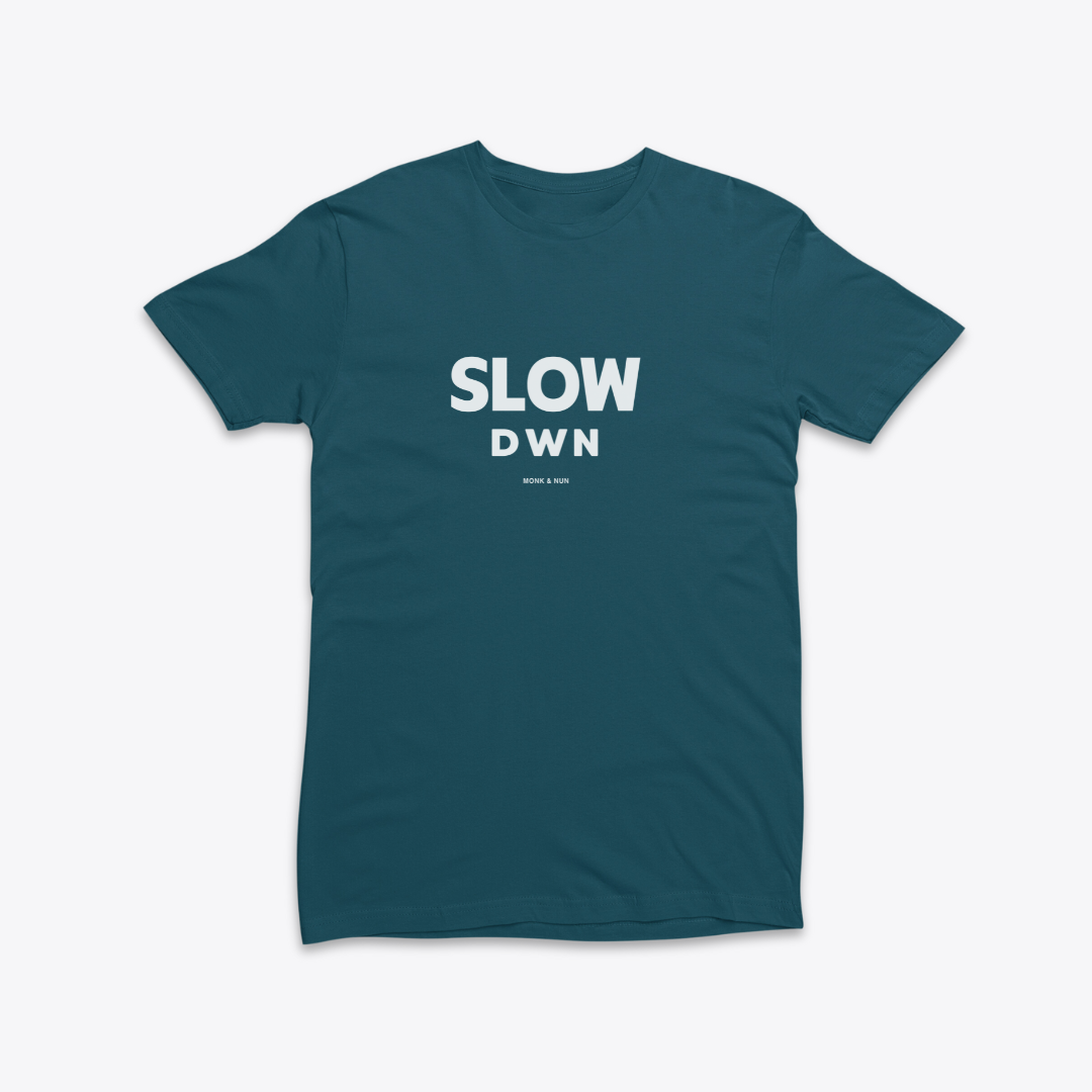 Damen T-Shirt slim fit stretchy "SLOW DOWN"