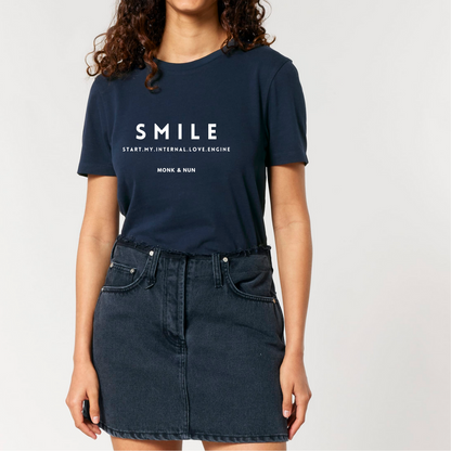 Damen T-Shirt slim fit stretchy "SMILE - START MY INTERNAL LOVE ENGINE"