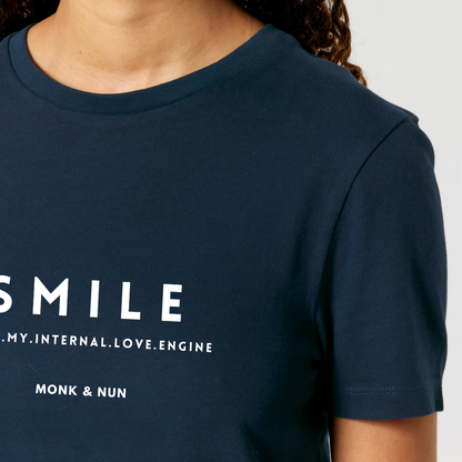 Damen T-Shirt slim fit stretchy "SMILE - START MY INTERNAL LOVE ENGINE"