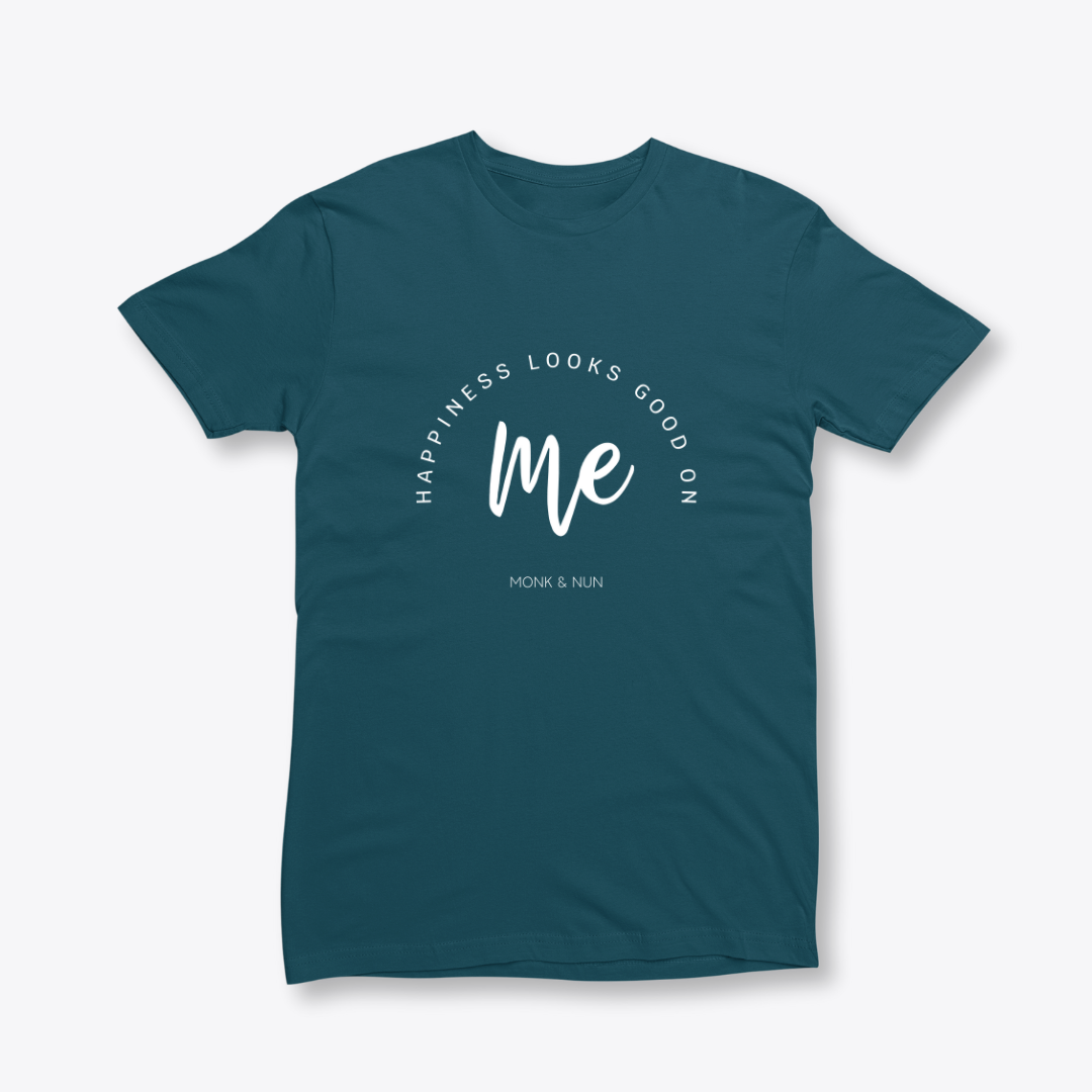 Damen T-Shirt slim fit stretchy "HAPPINESS LOOKS GOOD ON ME"
