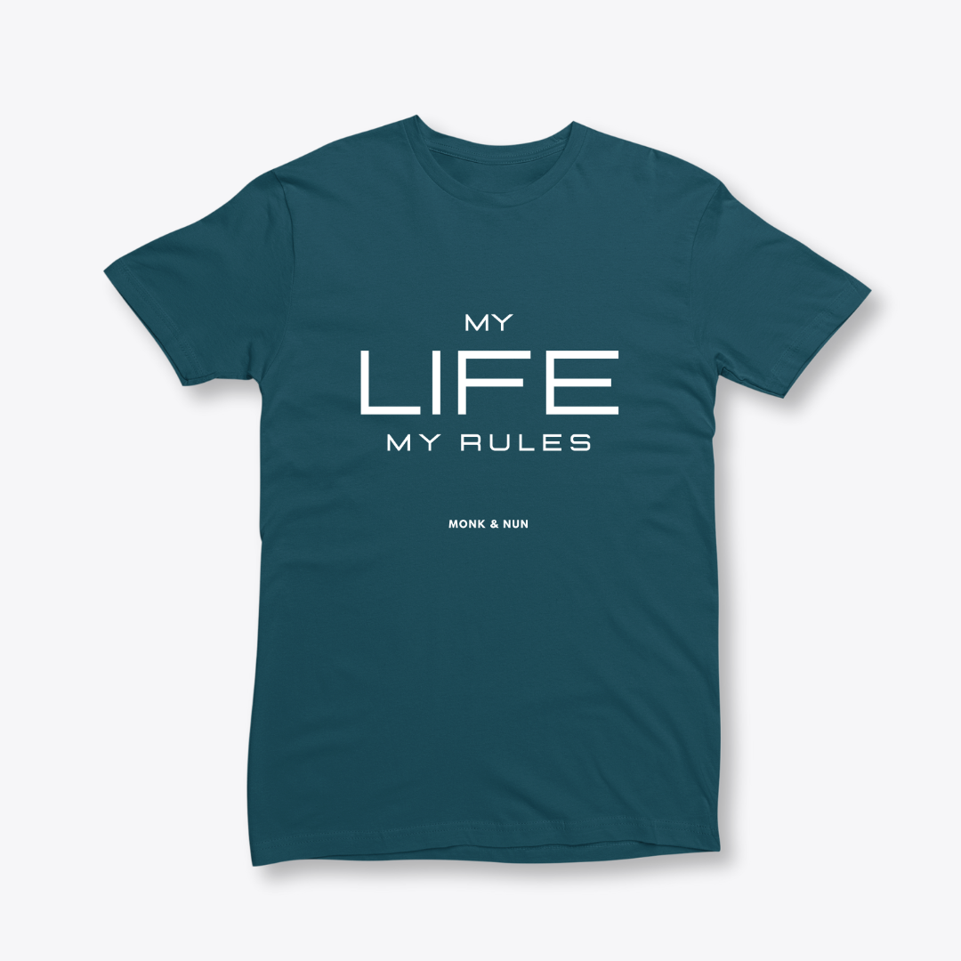 Damen T-Shirt slim fit stretchy "MY LIFE MY RULES"