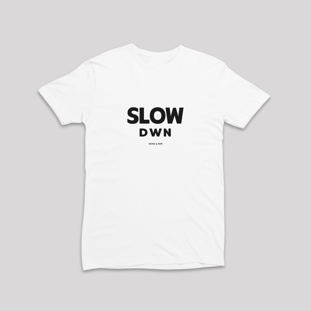 Damen T-Shirt slim fit stretchy "SLOW DOWN"