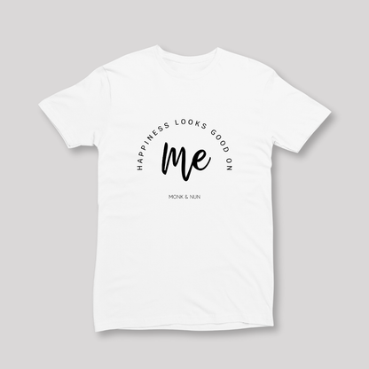 Damen T-Shirt slim fit stretchy "HAPPINESS LOOKS GOOD ON ME"