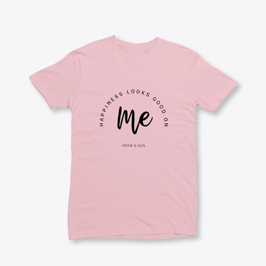Damen T-Shirt slim fit stretchy "HAPPINESS LOOKS GOOD ON ME"
