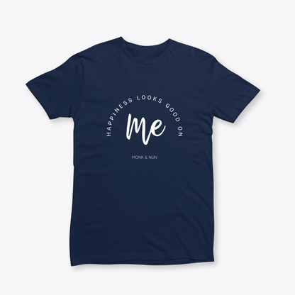 Damen T-Shirt slim fit stretchy "HAPPINESS LOOKS GOOD ON ME"
