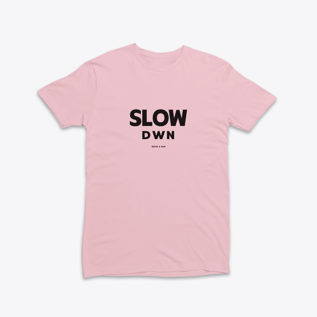 Damen T-Shirt slim fit stretchy "SLOW DOWN"