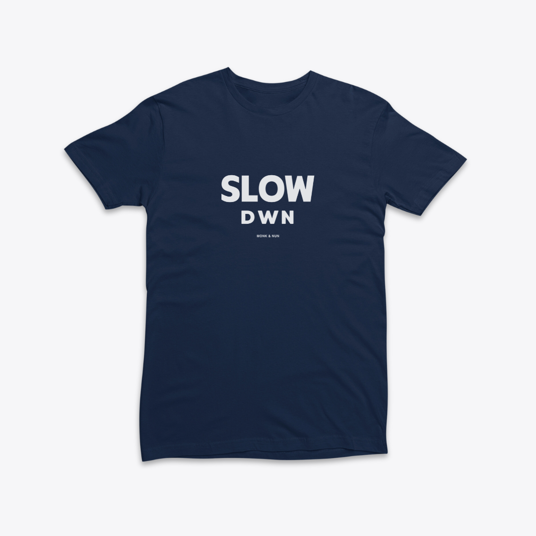 Damen T-Shirt slim fit stretchy "SLOW DOWN"