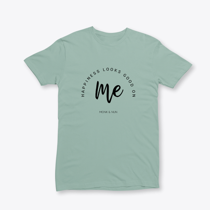 Damen T-Shirt slim fit stretchy "HAPPINESS LOOKS GOOD ON ME"
