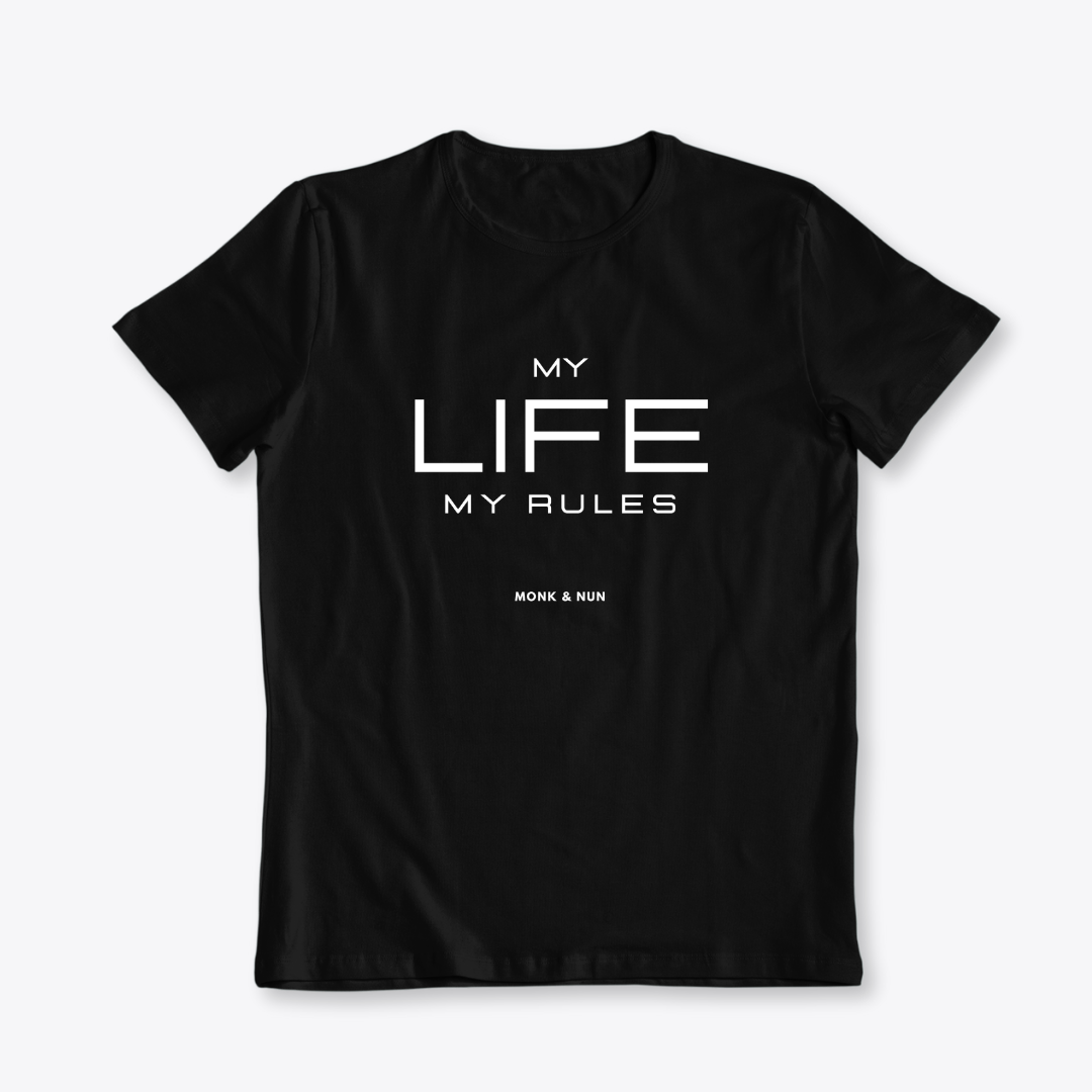 Damen T-Shirt slim fit stretchy "MY LIFE MY RULES"