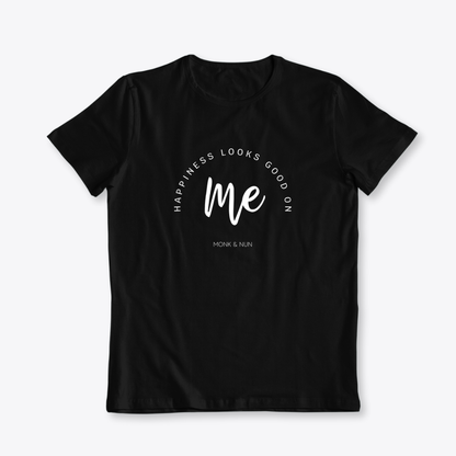 Damen T-Shirt slim fit stretchy "HAPPINESS LOOKS GOOD ON ME"