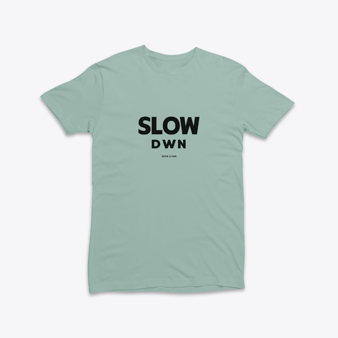 Damen T-Shirt slim fit stretchy "SLOW DOWN"
