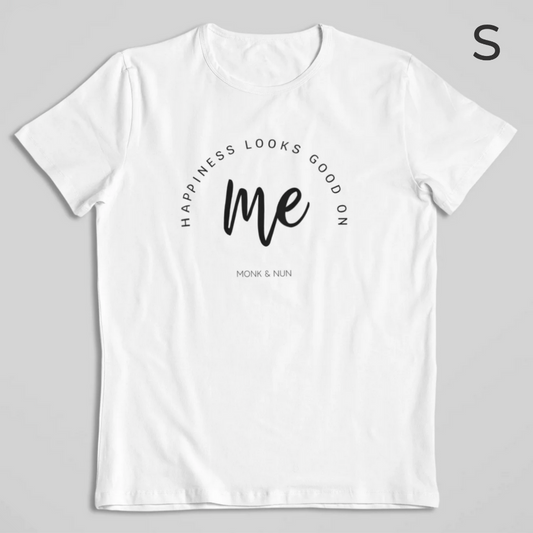 BD-Unisex T-Shirt "HAPPINESS LOOKS GOOD ON ME" sommerlich leicht