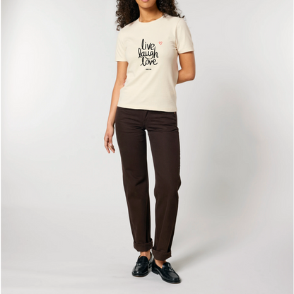 Damen T-Shirt slim fit stretchy "LIVE LAUGH LOVE"