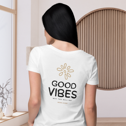 Damen T-Shirt slim fit stretchy "GOOD VIBES"