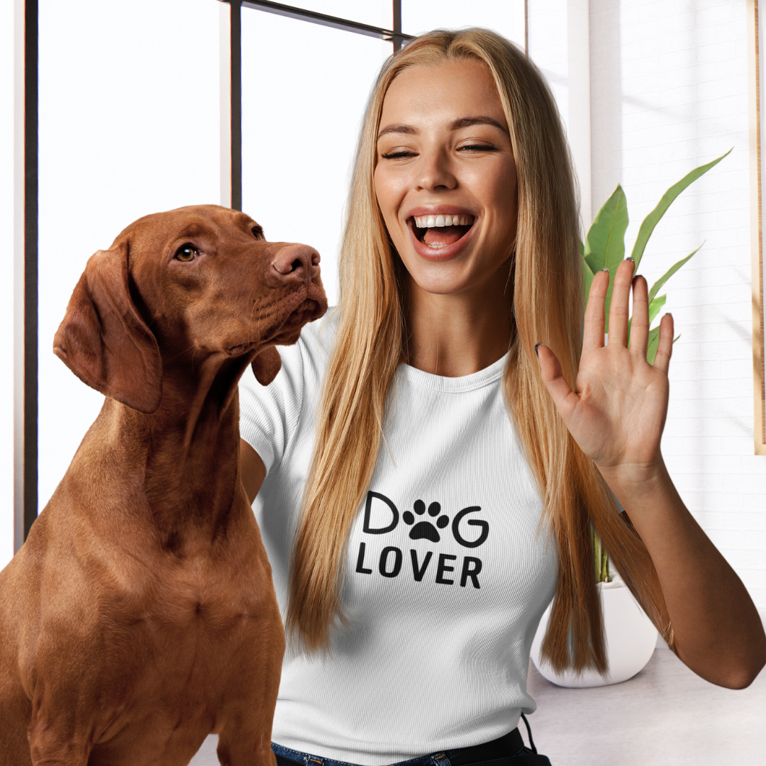 Damen T-Shirt slim fit stretchy "DOG LOVER"