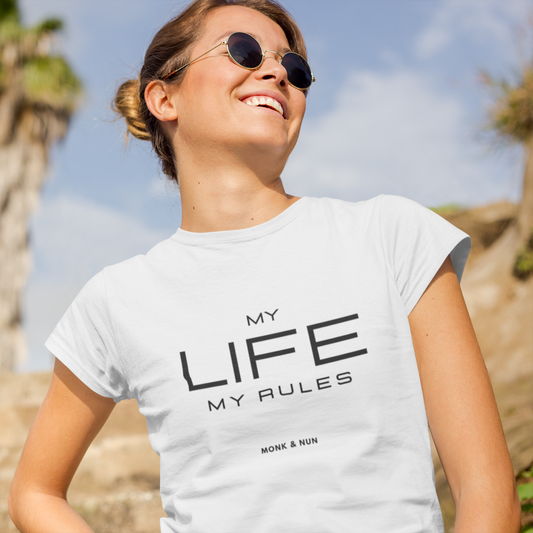 Damen T-Shirt slim fit stretchy "MY LIFE MY RULES"
