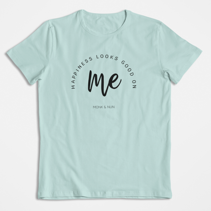 Damen T-Shirt loose fit "HAPPINESS LOOKS GOOD ON ME" Bio-Baumwolle