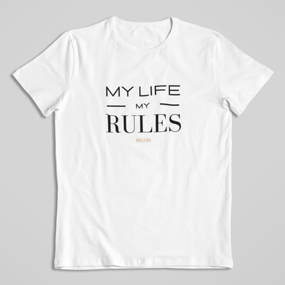 Damen T-Shirt loose fit "MY LIFE MY RULES" Bio-Baumwolle