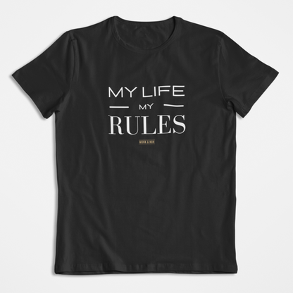 Damen T-Shirt loose fit "MY LIFE MY RULES" Bio-Baumwolle