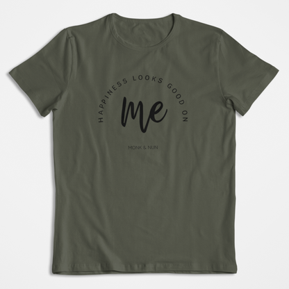 Damen T-Shirt loose fit "HAPPINESS LOOKS GOOD ON ME" Bio-Baumwolle